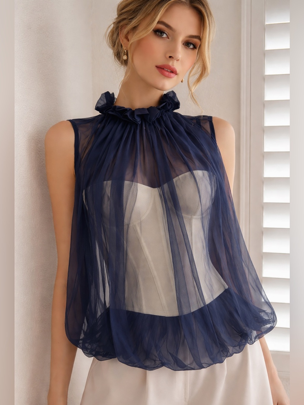DOLCE & GABBANA Layered Corset Chiffon Ruffle Top
